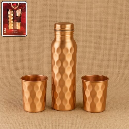 01_5b1e0cbb-b1e2-431a-9f20-b072862f3001.jpg Diamond Cut Copper Water Bottle 2 Glasses with Gift Box (3 Pcs Set)