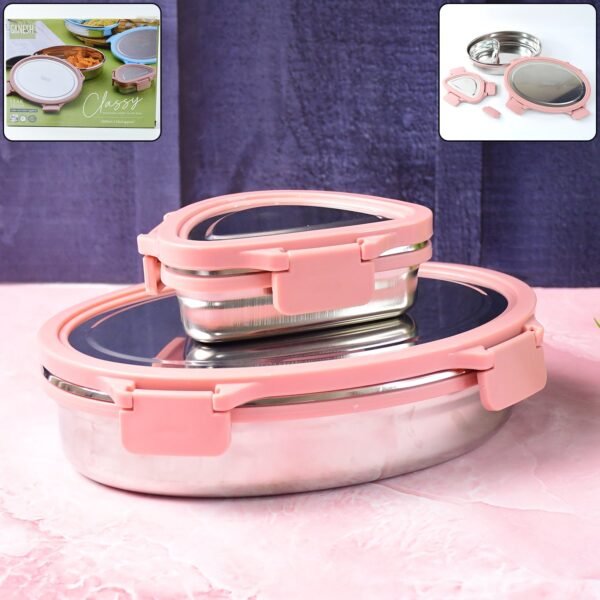 Ganesh Classy 2-Piece Stainless Steel Lunch Box Set