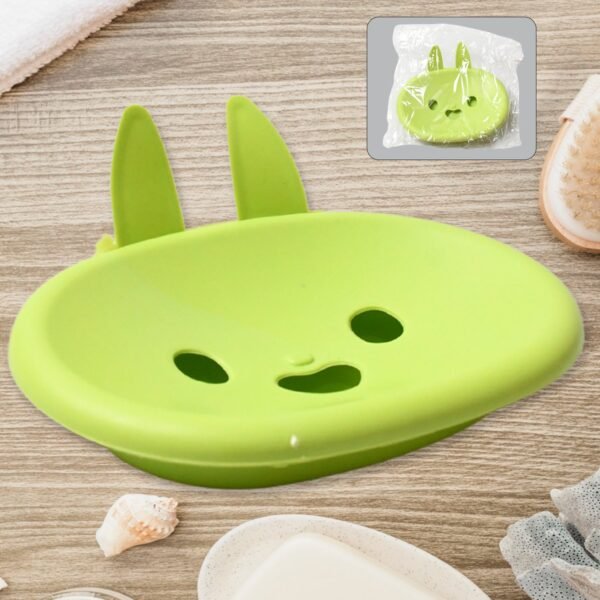 Soap Box  Cute Rabbit Shape Double Bowl Plastic Rack Storage