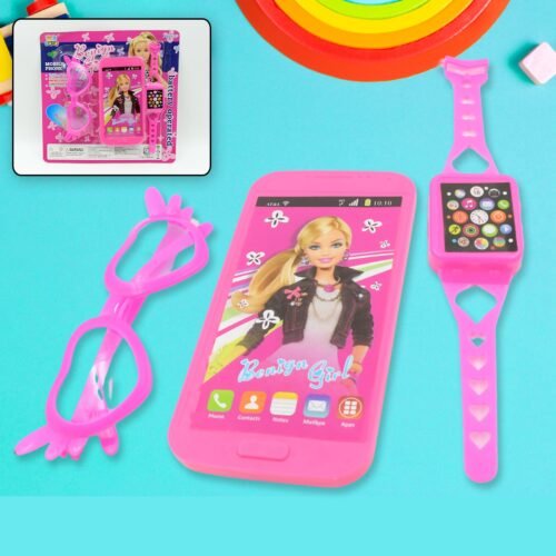 Barbie Musical Phone, Watch & Glasses Play Set for Girls (3 Pc, Battery-Free)