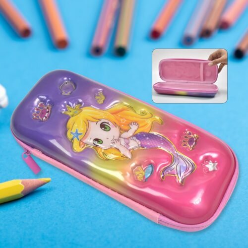 01_632fc8f2-f817-4ce7-b93f-b1e431645800.jpg 3D Cartoon Zipper Compass Box, Pencil Box (1 Pc / Mix Design)