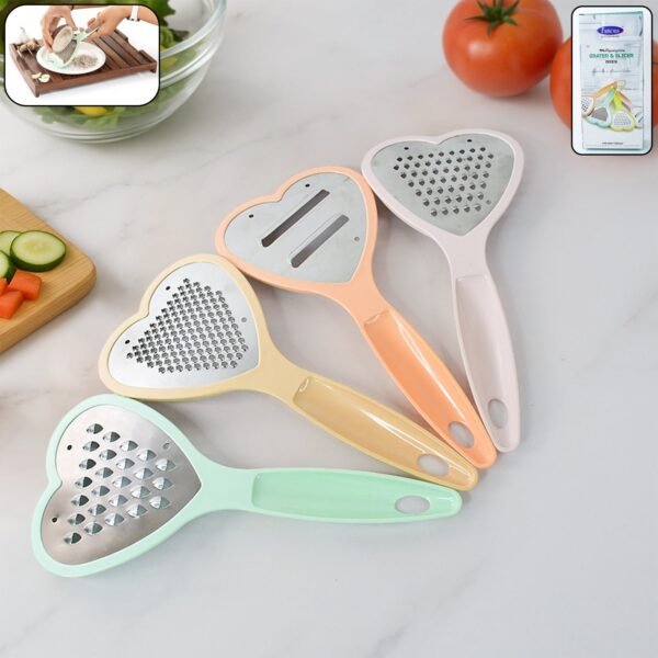 01_64192fbb-9cb6-43a3-90cd-8bc5555cb385.jpg Heart Grater Set and Heart Grater Slicer Used for Grating and Slicing of Fruits, vegetables