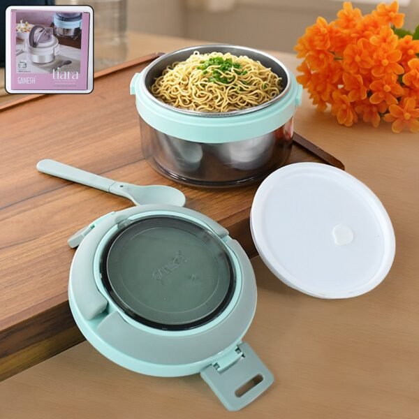 Ganesh Tiara 400ml Stainless Steel Insulated Lunch Box Leakproof Lid & Folding Spoon