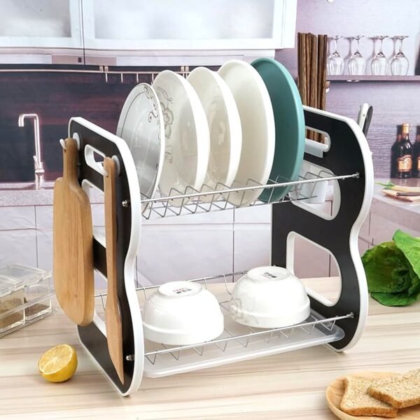 01_6899148c-27db-4548-96af-292b1beba384.jpg DISH DRAINER TWO LAYER DISH DRYING RACK WITH DRAIN BOARD