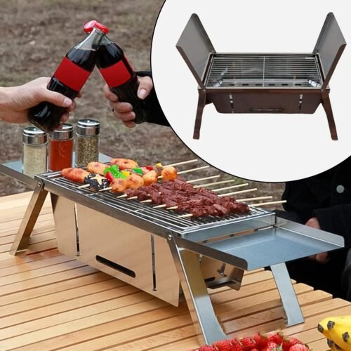 01_697b6245-0bb9-410f-a004-0c19bb446c19.jpg Portable BBQ Barbecue Grill – Stainless Steel Folding Charcoal Grill (1 Set)