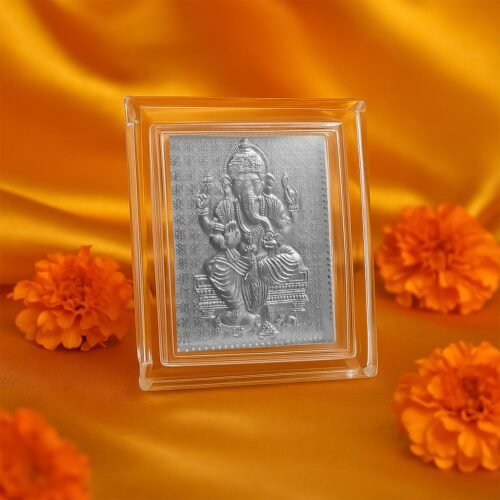 01_6be3fae3-2a69-43d0-b1e1-f7843bbf6958.jpg Embossed Silver-Plated Lord Ganesha Photo Frame (1 Pc)