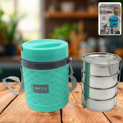 01_6d96b42b-12c5-4d26-978f-892cfae82d6c.jpg Double Wall Insulated Tiffin with Handle (1 Pc): Stackable, Hot Food Container