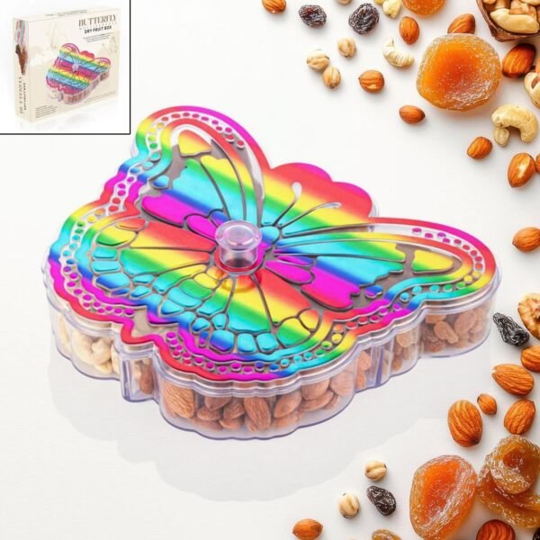 01_6e51fd87-a995-435f-be7f-5263509ad9fd.jpg Butterfly Shape 4 Compartment Multipurpose Box | Dry Fruit Box (1 Pc)