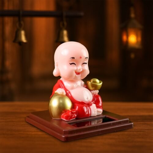 01_71c88dc5-a6f8-420e-8564-d19eacd544b7.jpg Solar Power Moving Head Buddha Statue Car Ornament (1 Pc / Mix Color)