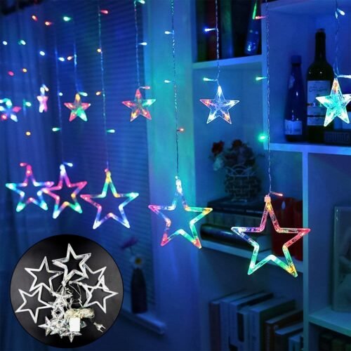12 Stars LED Curtain String Lights with 8 Flashing Modes (Multicolor / With Box)