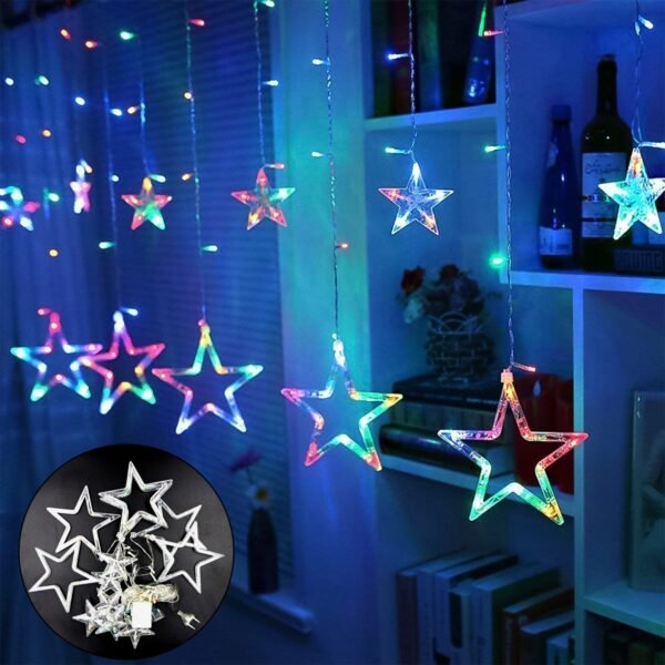 12 Stars LED Curtain String Lights with 8 Flashing Modes (Multicolor / With Box)