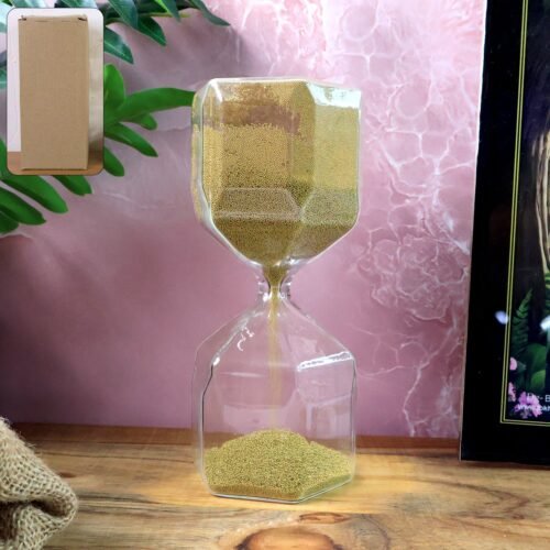 01_738a77e7-cce6-441d-b7c9-4b54608fb64e.jpg Faceted Glass Hourglass Sand Timer - (1 Pc / 4 Minutes Approx Time)
