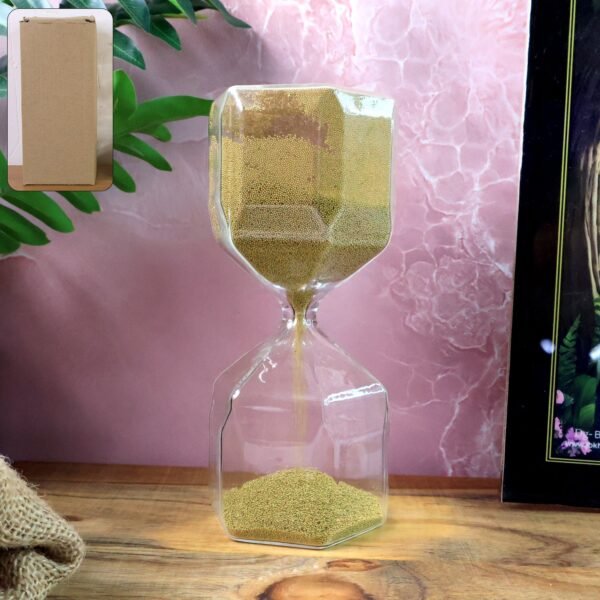 01_738a77e7-cce6-441d-b7c9-4b54608fb64e.jpg Faceted Glass Hourglass Sand Timer - (1 Pc / 4 Minutes Approx Time)
