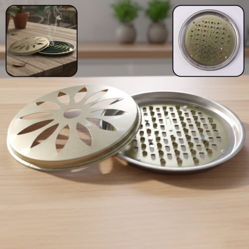 2 in 1 Metal Mosquito Coil Stand cum Incense Burner (15x15 Cm, 1 Pc)