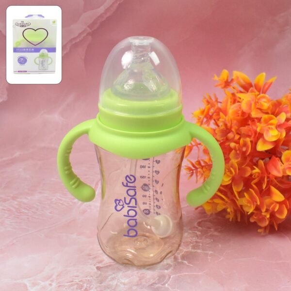 01_76e6f8e8-abd7-4225-8e74-f748f444543c.jpg Plastic Baby Feeding Bottle with Handles, Cleaning brush & Straw (300 ML / 1 Pc)
