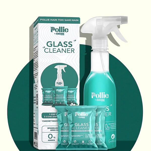 Pollic Kadam Concentrated Glass & Mirror Cleaner Refill Kit Reusable Spray Bottle