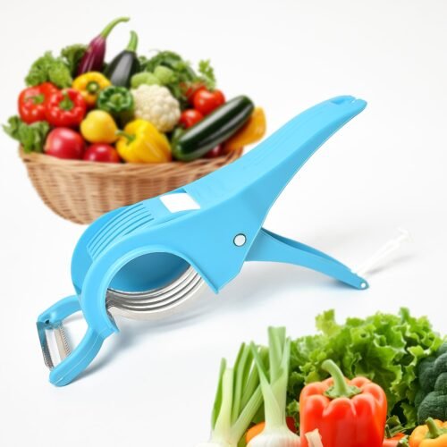01_797539cc-d7f5-42fe-9c1e-cc79a594e8b6.jpg 2 in 1 Veg & Fruit Multi Cutter with 5 Blades & Peeler (1 Pc / Multicolor)