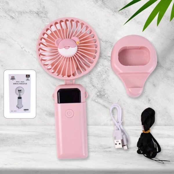 Mini USB Charging Fan with Percentage Display, 5 Speed Modes, and Mobile Stand