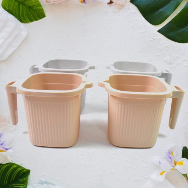 Plastic Square Bath Water Mug (4 Pc / 1000 ML / Mix Color)