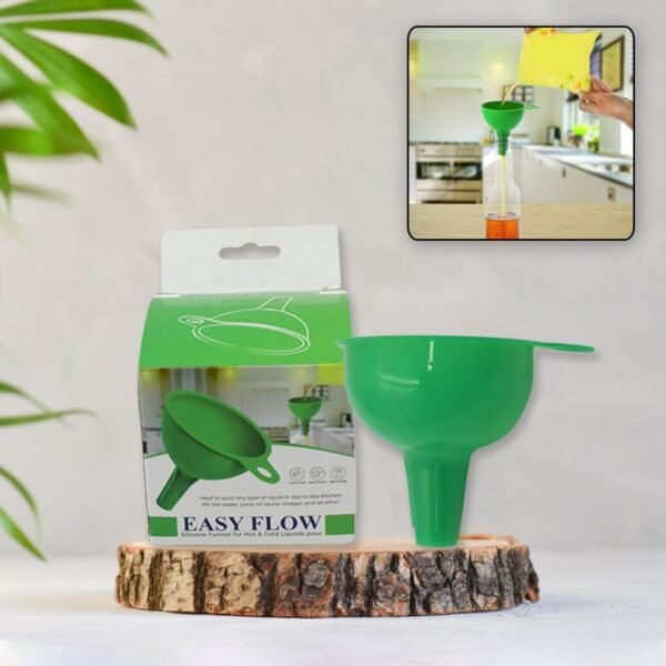 Silicone Funnel Pouring Oil, Sauce, Water, Juice And Small Food-Grains (1 Pc Green)
