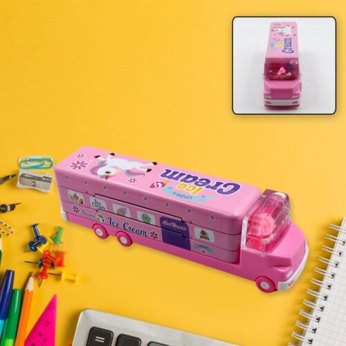 Double Decker Magic Truck Compass Multi Level Metal Pencil Case
