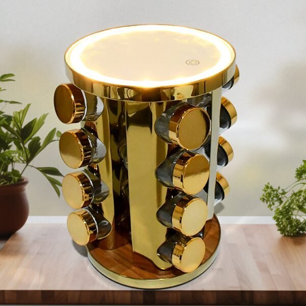01_82ffb92a-738f-4faf-b809-49fa0a77b8da.jpg LED Spice Rack Organizer, Rotating Spice Rack (Golden / 16 Pc / MOQ - 6 pc)