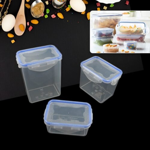 Food Grade Plastic Kitchen Storage Container Set with Air Seal Lock (3 Pc Set)