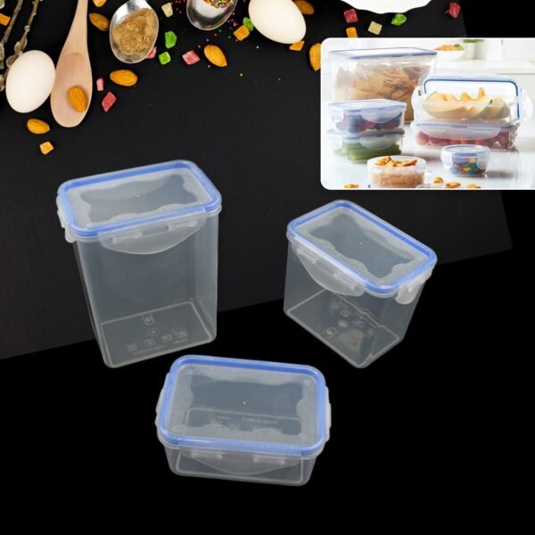 Food Grade Plastic Kitchen Storage Container Set with Air Seal Lock (3 Pc Set)
