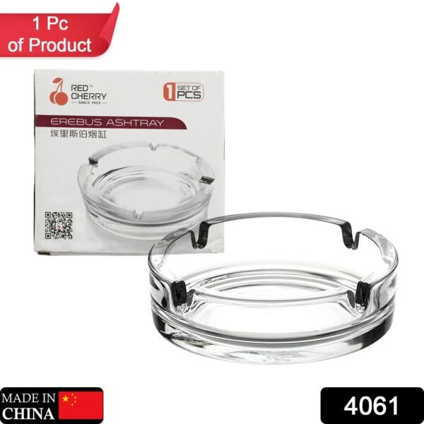 Glass Crystal Round Ashtray for Cigar & Cigarettes – Home & Office Table Decor