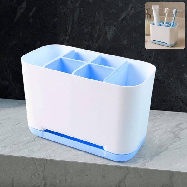 01_89826fec-d1b2-4605-97bd-5f881e68f2cf.jpg 6 Compartment Multi Purpose Organizer Toothbrush Holder Stand Plastic Caddy (1 Pc)