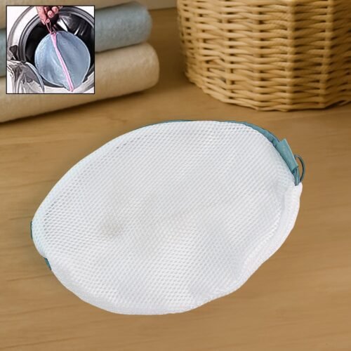Round Mesh Bra Wash Bag with Zipper for Washing Machine (1 Pc / Mix Size & Design)