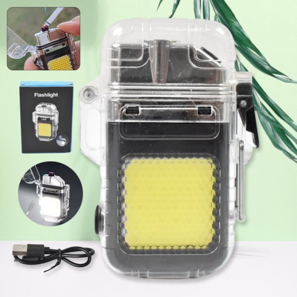 01_8d7a8ebf-4ad8-4521-8a7d-f1909ed930b9.jpg USB Rechargeable Electric Lighter & 3 Modes COB Flashlight (1 Pc)