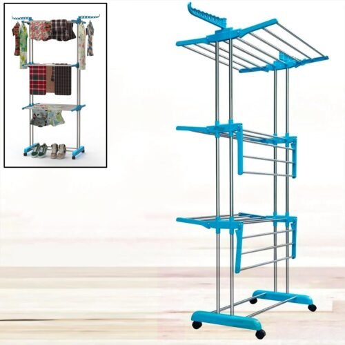 01_8dbaab13-fbd8-4a3f-abcf-814741ce30c7.jpg Premium Heavy Duty Stainless Steel 3 Layer Foldable Cloth Drying Stand (1 Set)