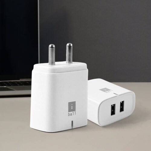 iBall Dual USB Wall Charger 5V/3.1A – High-Speed Dual Port Fast Charging (1 Pc)