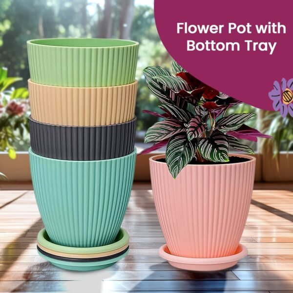 01_902e6ff3-416b-4fde-b6cf-a7f7226a2cd6.jpg Plastic Flower Pot with Bottom Tray (5 Pcs Set)