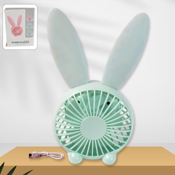 Cute Rabbit USB Desk Fan for Kids & Camping (1 Pc, Plastic, Mist Air)