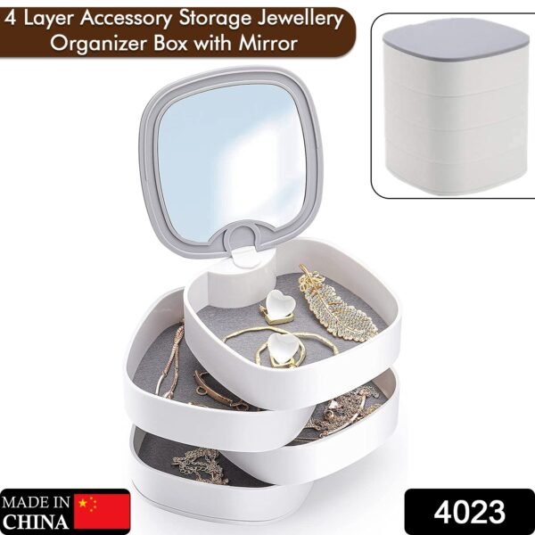 4 Layers Jewellery Box, 360 Degree Rotating Jewelry Box,