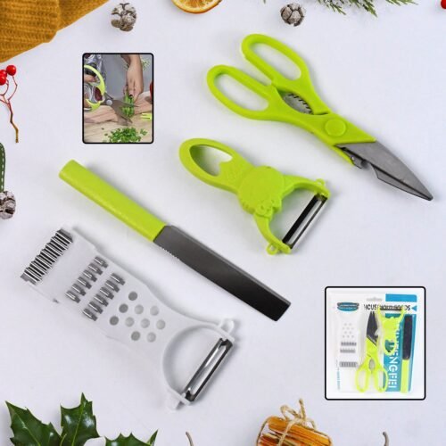 01_96d3b245-730c-4367-ab33-1317efeba61b.jpg 4-Piece Kitchen Cutting Set: Scissors, Peeler, Grater / Slicer, and Knife