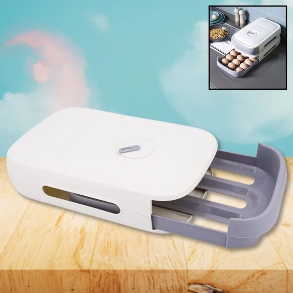 01_96e18083-43b2-4221-ba5a-9f92658d289f.jpg Plastic Egg Storage Box Drawer Style Fridge Organizer Tray (1 Pc)