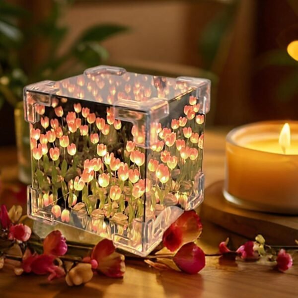 01_LED-Mirror.jpg Decorative Tulip Flower LED Cube Night Lamp Set (1 Set / Mix Color)