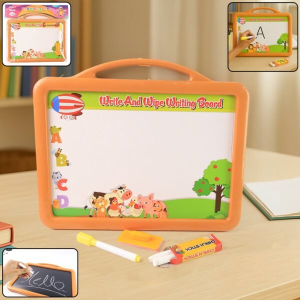 2-in-1 Double-Sided Write and Wipe Educational Drawing Board for Kids (1 Set)