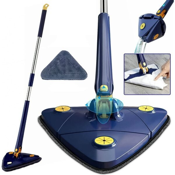 01_a7cb7bc6-17b2-4234-b97a-b52d193dfdcb.jpg 360° Rotatable Mop Triangle Mop with Long Handle (1 Pc / 113 Cm)
