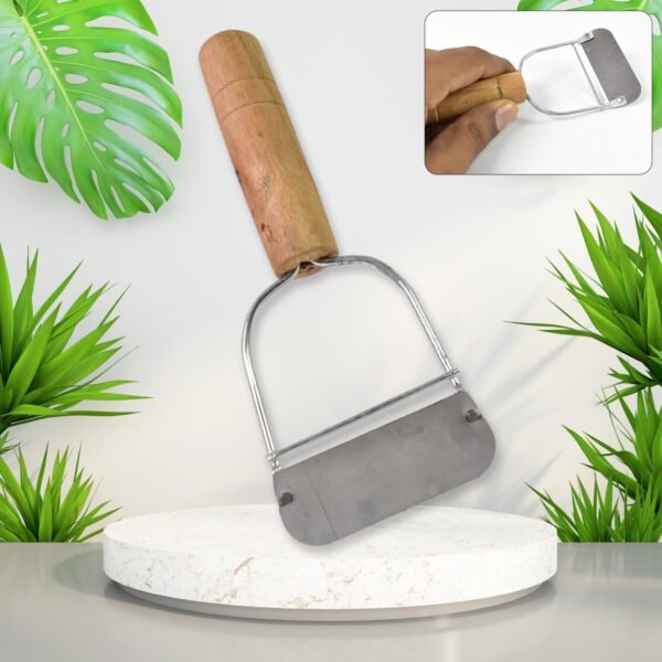 01_ab4efcf1-9410-4934-94f5-870459413ad6.jpg Wooden Handle Metal Vegetable Cutter, Peeler, Slicer (1 Pc / B Grade)