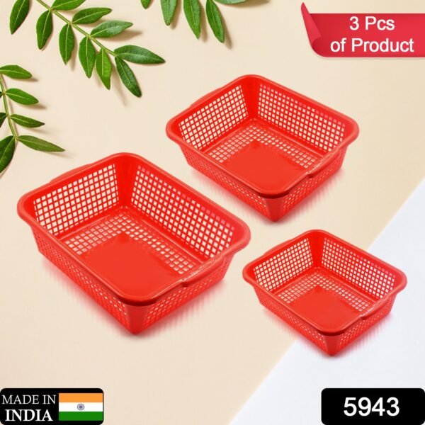Plastic 3 Pieces Kitchen Large Dish Rack Drainer Vegetables Fruits Washing Basket
