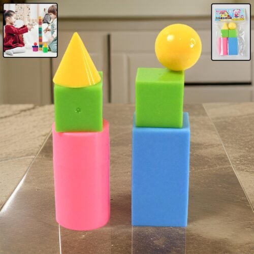 3D Shapes Multicoloured Pattern Building Blocks Toy Solid Figures (6 Pcs Set)