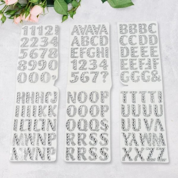 01_acdcaaa0-2eae-4bc4-ad56-29b3d6c770a8.jpg Silver Gem Letter & Numbers Stickers 1 Inch Letters, 130 Count (Pack of 6 Sheets)
