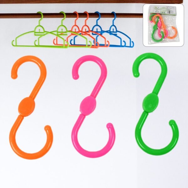 S Shape Plastic Hooks Hanger for Hanging Cloth (3 Pcs Set)