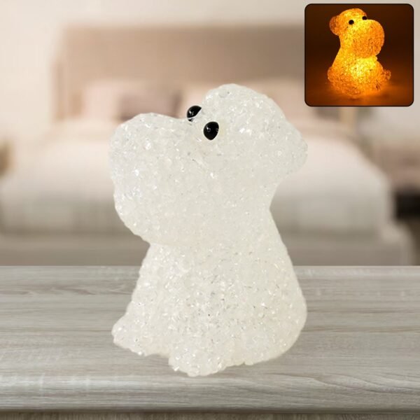 Dog Shape Crystal LED Night Light Lamp – Cute Glowing Animal Decorative Light (1 Pc)