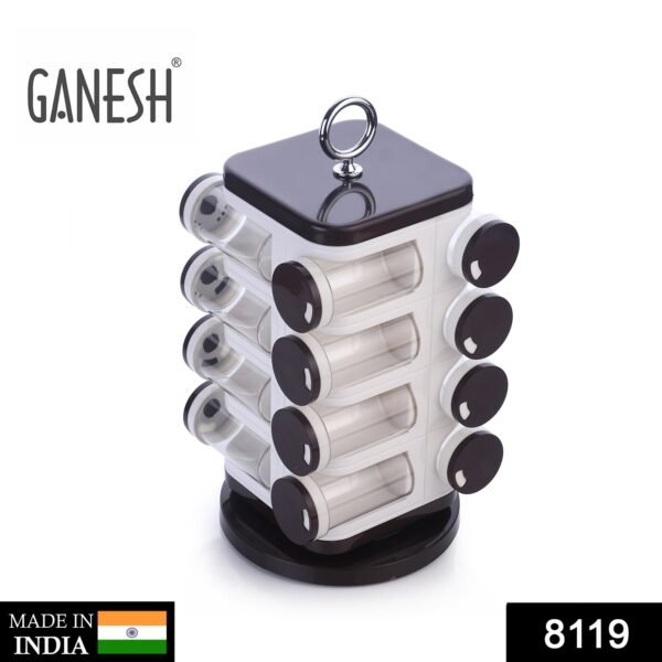 01_af261e27-bcb8-45b6-97e9-fc801af9ccdd.jpg Ganesh Multipurpose Revolving Spice Rack With 16 Pcs Dispenser each 100 ml Plastic