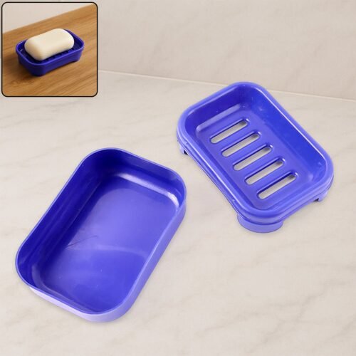 Premium Quality Rectangular Blue Plastic Soap Case (1 Pc)